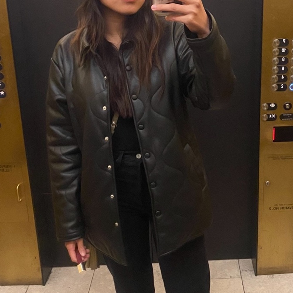 Pull&Bear Women's Black Leather Jacket